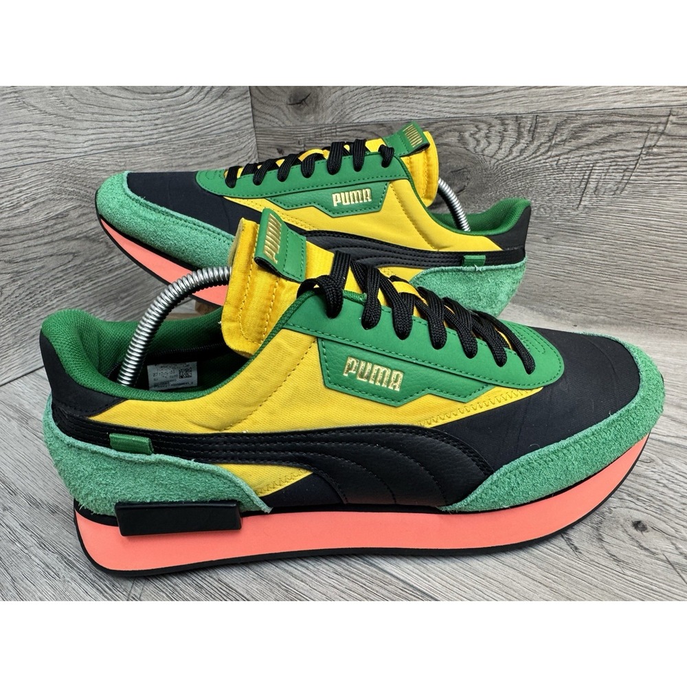 Puma Future Rider Game On Black Green Yellow sneaker shoes men's size 11